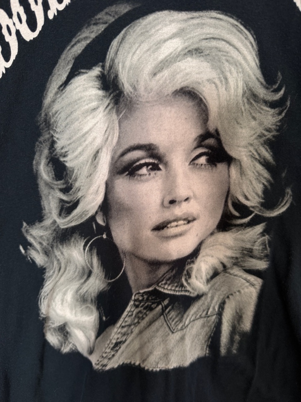 Black Graphic Dolly Parton Tee - Women Tops - Picture 2 of 5